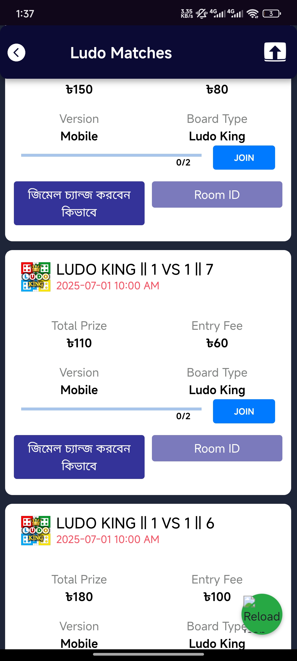 Tournament dashboard with active competitions and prizes